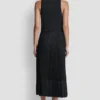 Midi-Kleid aus gemischten Materialien mit Falten Midi-Kleid aus gemischten Materialien mit Falten