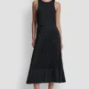 Midi-Kleid aus gemischten Materialien mit Falten Midi-Kleid aus gemischten Materialien mit Falten