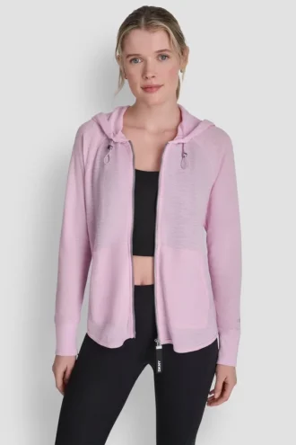 Mini-Hoodie mit durchgehendem Reißverschluss und Waffelstruktur Mini-Hoodie mit durchgehendem Reißverschluss und Waffelstruktur