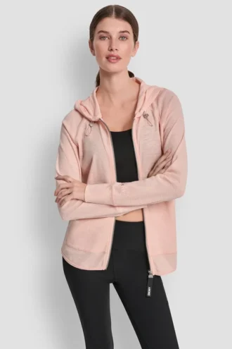 Mini-Hoodie mit durchgehendem Reißverschluss und Waffelstruktur Mini-Hoodie mit durchgehendem Reißverschluss und Waffelstruktur