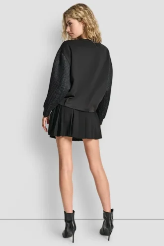 Mix-Media-Sweatshirt mit Bubble-Silhouette