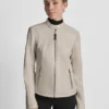 Motorradjacke aus Kunstleder mit Druckknopf-Kragen Motorradjacke aus Kunstleder mit Druckknopf-Kragen