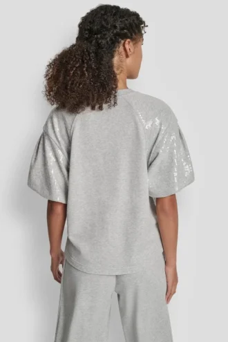 Pailletten-Puffärmel-Pullover
