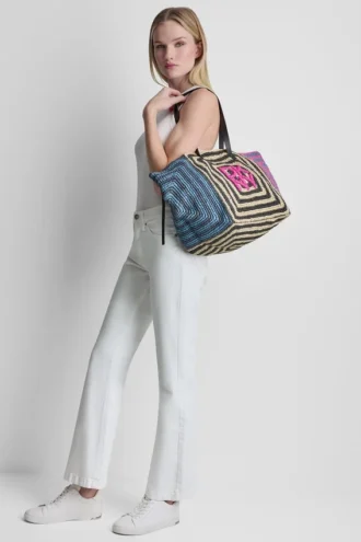 Paloma Crochet Straw Logo Shopper