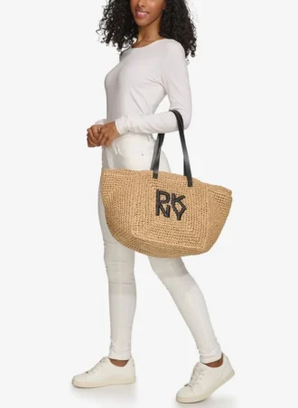 Paloma Crochet Straw Logo Shopper Paloma Crochet Straw Logo Shopper