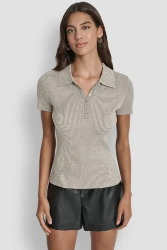 Polo-Pullover mit Lurex