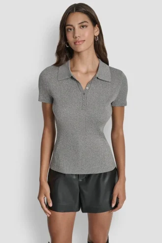 Polo-Pullover mit Lurex