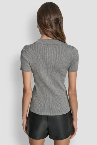 Polo-Pullover mit Lurex