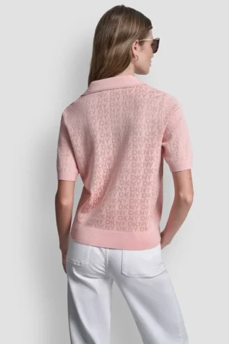 Polo-Pullover mit Strass-Logo