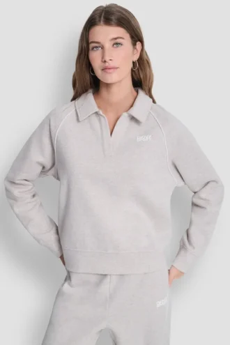 Polo-Sweatshirt mit Logo-Paspel Polo-Sweatshirt mit Logo-Paspel