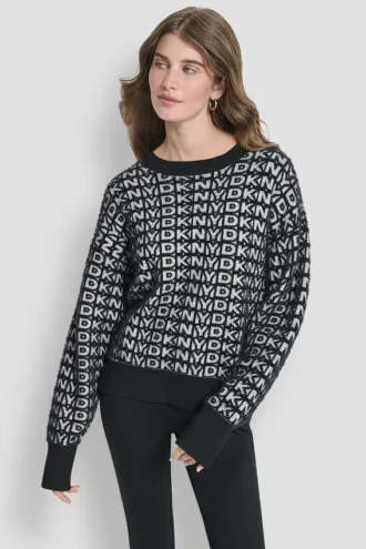 Pullover mit durchgehendem Logo und Felloptik