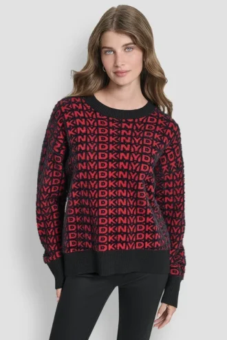 Pullover mit durchgehendem Logo und Felloptik