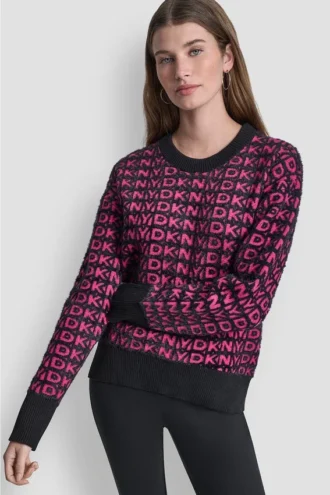 Pullover mit durchgehendem Logo und Felloptik