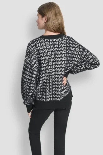 Pullover mit durchgehendem Logo und Felloptik