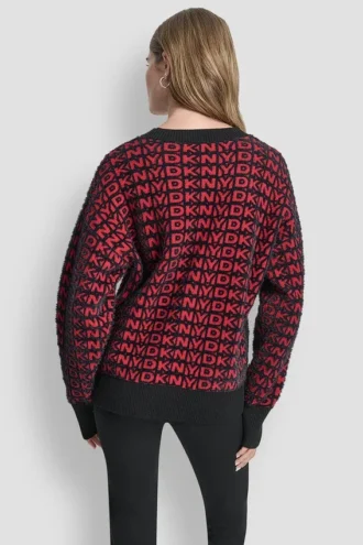Pullover mit durchgehendem Logo und Felloptik