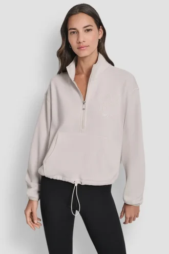 Pullover mit halbem Reißverschluss und Logo