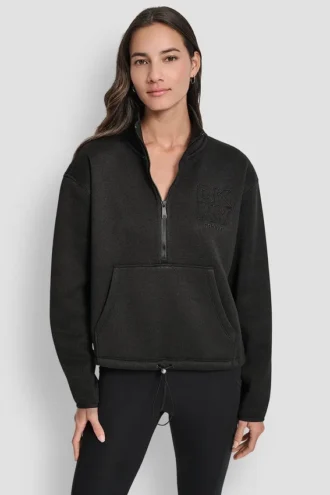 Pullover mit halbem Reißverschluss und Logo