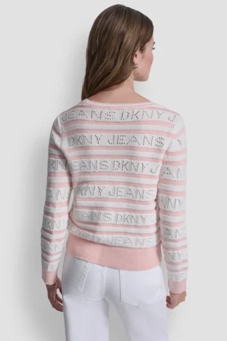 Pullover mit Logo und Pointelle-Streifen