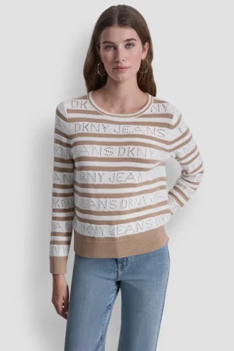 Pullover mit Logo und Pointelle-Streifen