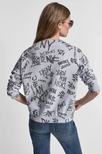 Pullover mit V-Ausschnitt und Logo-Print