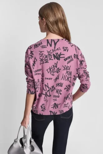 Pullover mit V-Ausschnitt und Logo-Print