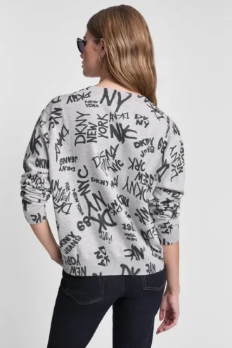 Pullover mit V-Ausschnitt und Logo-Print