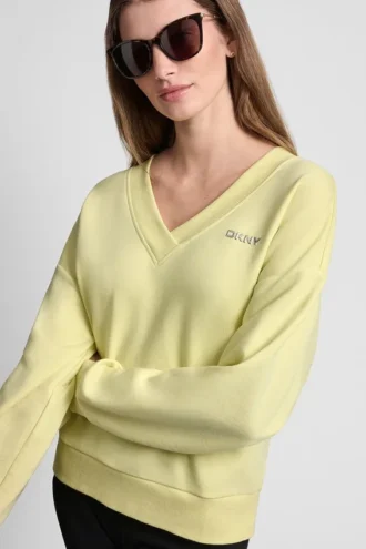Pullover mit V-Ausschnitt und metallischem Bubble-Logo