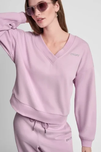 Pullover mit V-Ausschnitt und metallischem Bubble-Logo