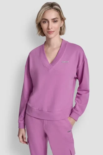 Pullover mit V-Ausschnitt und metallischem Bubble-Logo