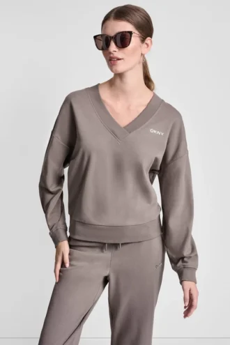 Pullover mit V-Ausschnitt und metallischem Bubble-Logo