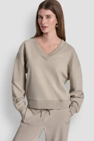 Pullover mit V-Ausschnitt und metallischem Bubble-Logo