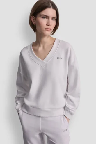 Pullover mit V-Ausschnitt und metallischem Bubble-Logo
