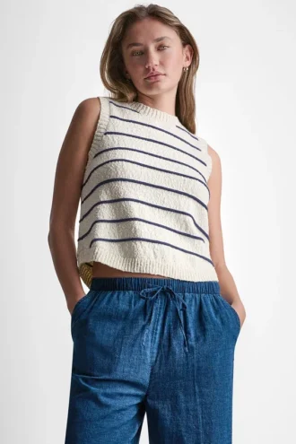 Ärmelloser gestreifter Pullover