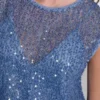 Ärmelloser Pullover mit Pailletten und Bubble-Säumen Ärmelloser Pullover mit Pailletten und Bubble-Säumen