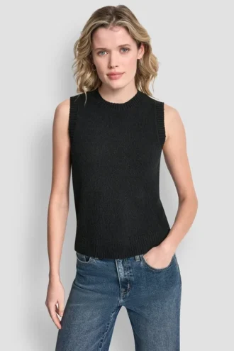Ärmelloser Pullover mit Rundhalsausschnitt