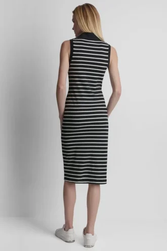 Ärmelloses, geripptes Polo-Kleid