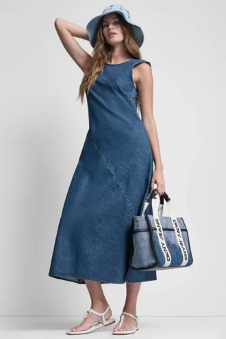 Ärmelloses Midi-Kleid aus Denim