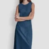 Ärmelloses Midi-Kleid aus Denim Ärmelloses Midi-Kleid aus Denim