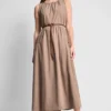 Ärmelloses Midikleid mit tiefem Bund an der Taille Ärmelloses Midikleid mit tiefem Bund an der Taille