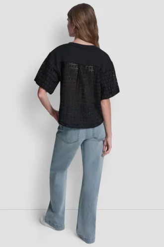Shirt mit Puff-Ärmeln und Lochstickerei Shirt mit Puff-Ärmeln und Lochstickerei