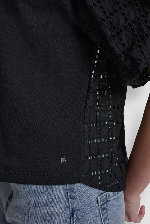 Shirt mit Puff-Ärmeln und Lochstickerei Shirt mit Puff-Ärmeln und Lochstickerei
