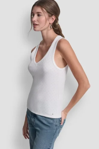 Strass-Tops mit V-Ausschnitt
