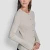 Strickjacke mit ausgestellten Ärmeln und Strass-Knöpfen Strickjacke mit ausgestellten Ärmeln und Strass-Knöpfen