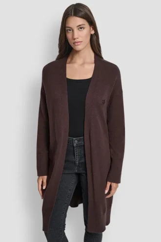 Strickjacke mit Gürtel und Logo-Verzierungen
