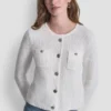 Strickjacke mit Tuck-Stich und Rundhalsausschnitt Strickjacke mit Tuck-Stich und Rundhalsausschnitt