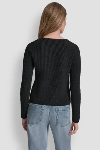 Strickjacke mit Tuck-Stich und Rundhalsausschnitt