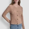 Strickjacke mit Tuck-Stich und Rundhalsausschnitt Strickjacke mit Tuck-Stich und Rundhalsausschnitt