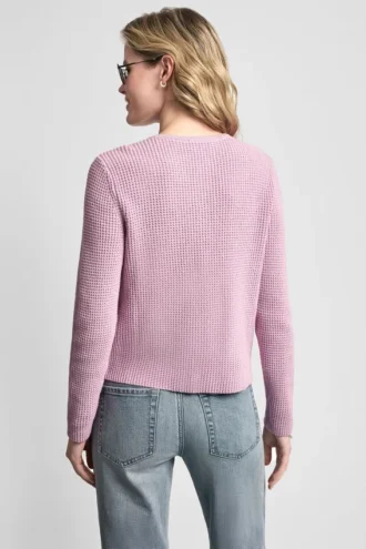 Strickjacke mit Tuck-Stich und Rundhalsausschnitt