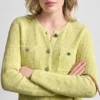Strickjacke mit Tuck-Stich und Rundhalsausschnitt Strickjacke mit Tuck-Stich und Rundhalsausschnitt