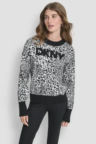 Strickpullover mit Leoparden-Logo
